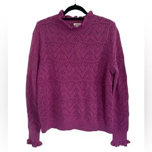 NWT Sundance Bertina Everyday Turtleneck Pointelle Ruffled Sweater Size XL